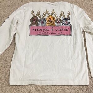 Girls Vineyard Vines Festive Reindeer Long Sleeve Tee size small
